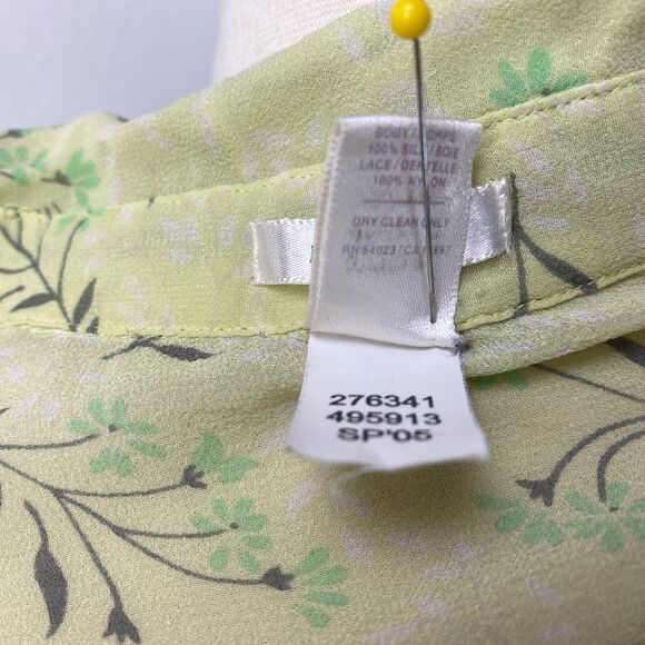 Vtg Y2k Old Navy Lime Green Sheer Silk Blouse Large Whimsy Fairy Peasant Boho - Picture 9 of 9